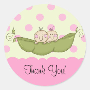 Rond Sticker Baby shower Sweet Little Pea Twins