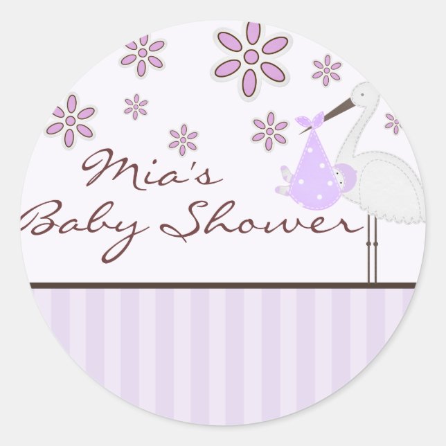 Rond Sticker Baby shower violet (Devant)
