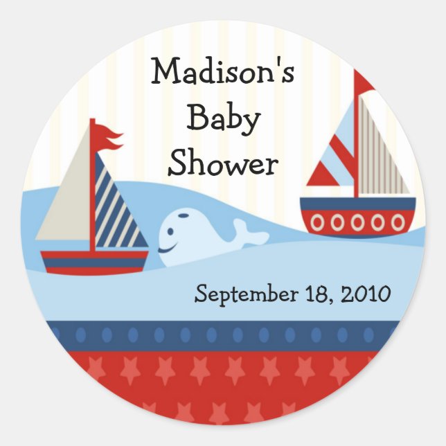 Rond Sticker Baby shower voilier (Devant)