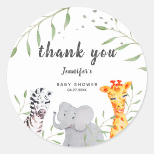 Rond Sticker Baby shower Wild One Safari Animaux
