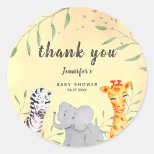 Rond Sticker Baby shower Wild One Safari Animaux
