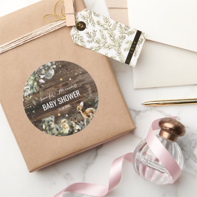 Rond Sticker Baby shower Woodland (Cadeaux)