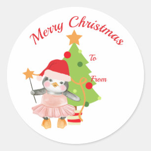 Rond Sticker Ballerina de pingouin mignon