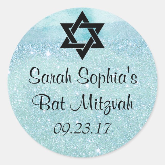 Rond Sticker bat mitzvah, Balise Favoriser, Décor Bat m (Devant)