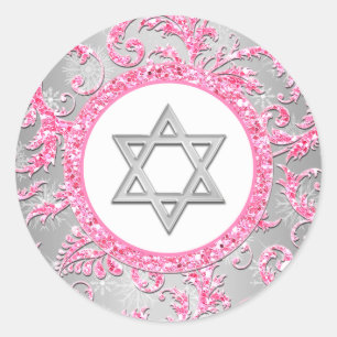 Rond Sticker Bat mitzvah Damask Winter Wonderland 2