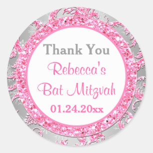 Rond Sticker Bat mitzvah Damask Winter Wonderland 3