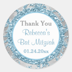 Rond Sticker Bat mitzvah Damask Winter Wonderland 7