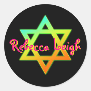 Rond Sticker Bat mitzvah Personnalisé Star Of David