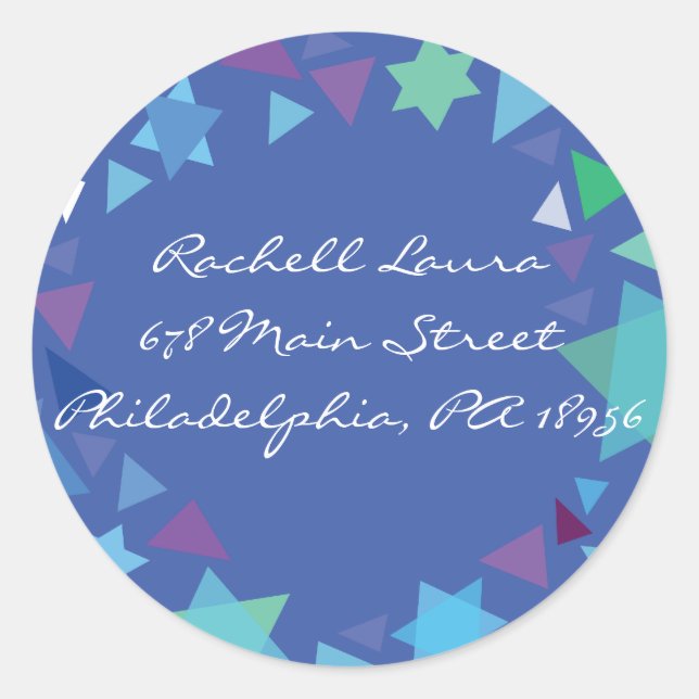 Rond Sticker Bat mitzvah pour fille avec étoiles dans s (Devant)