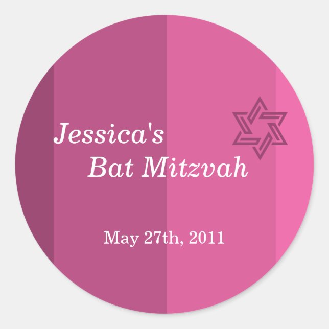 Rond Sticker Bat mitzvah Rose tonique (Devant)