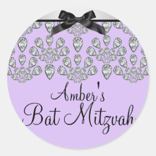 Rond Sticker Bat mitzvah Silver/Purple Forever Diamonds