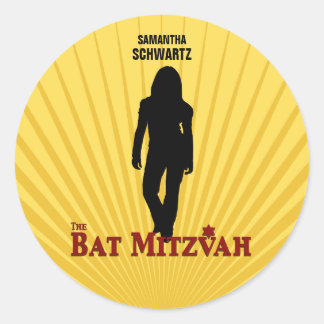Rond Sticker bat mitzvah Star Movie Jaune Bleu