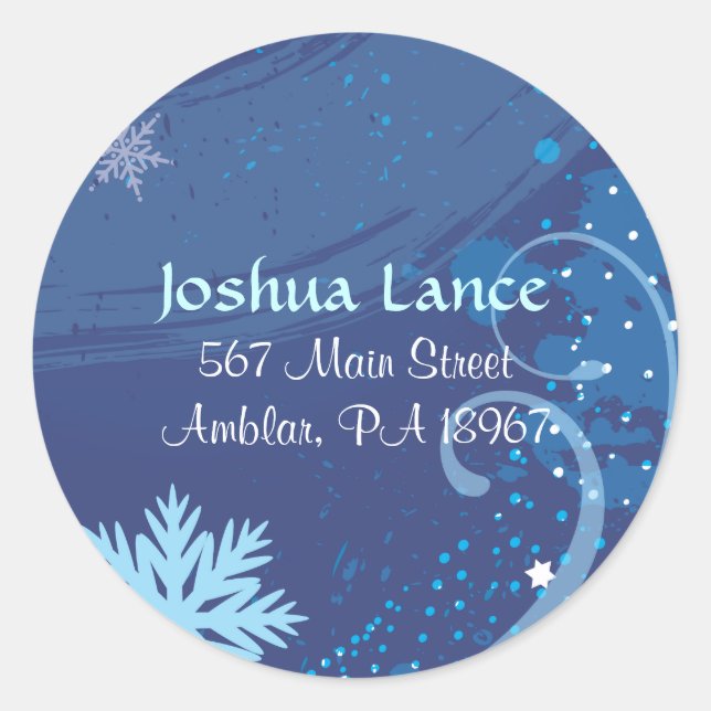 Rond Sticker Bat mitzvah Sticker Sticker SNOWFLAKES CON (Devant)
