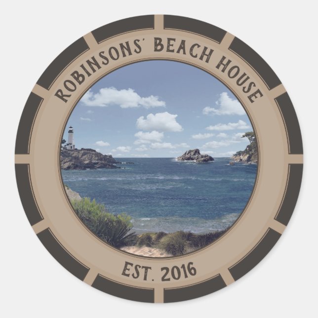 Rond Sticker Beach House (personnalisable) (Devant)