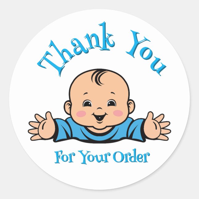 Rond sticker bébé merci pour votre commande (Devant)