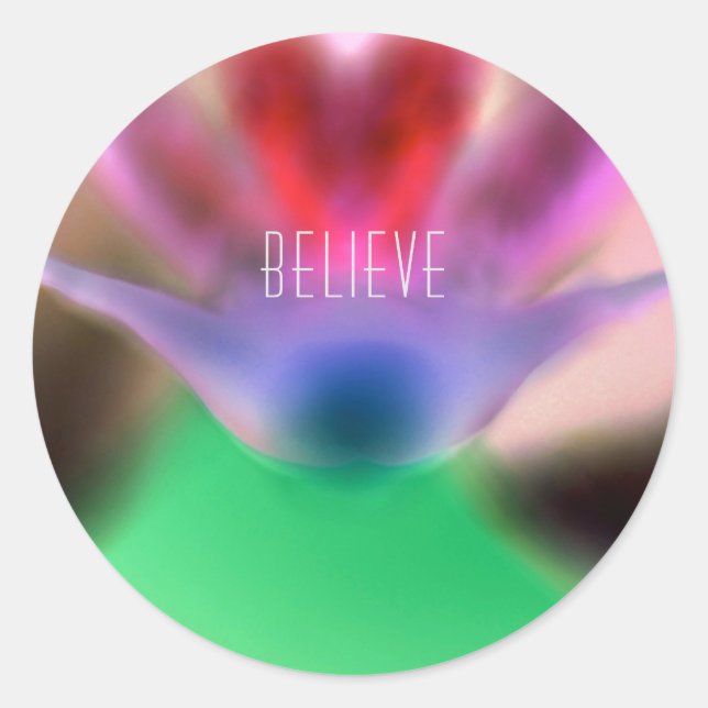 Rond Sticker "Believe" Orchid Design (Devant)