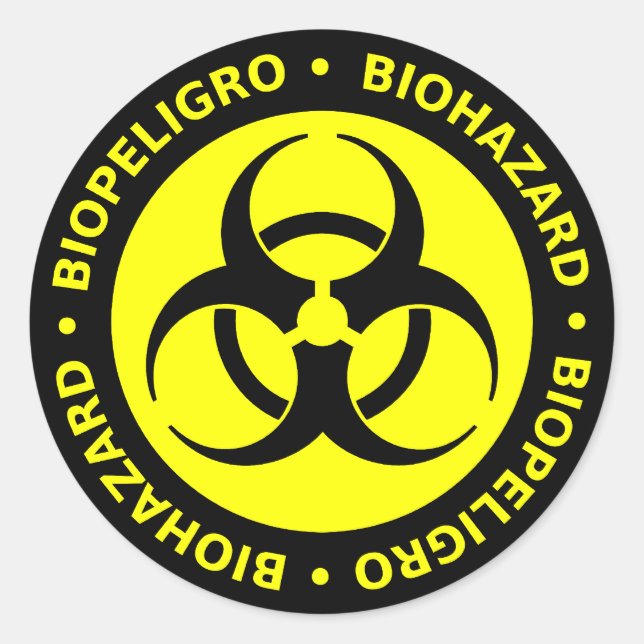 Rond Sticker bilingue biinguistique jaune et noir (Devant)