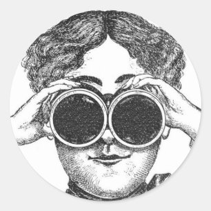 Rond Sticker Binoculaire Steampunk