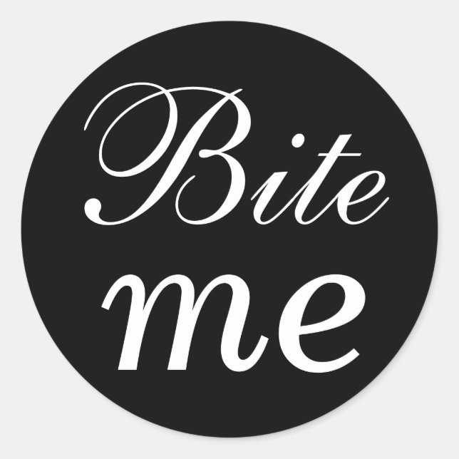 Rond Sticker Black and White Bite Me (Devant)