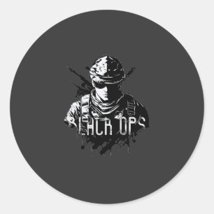 Rond Sticker Black and White The Black Ops