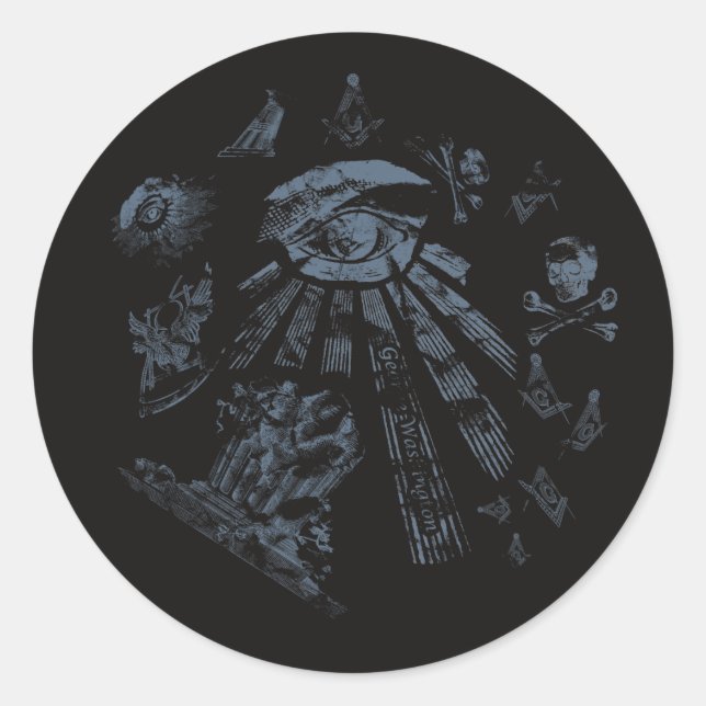 Rond Sticker Black Masonic Imaginaire bleu (Devant)