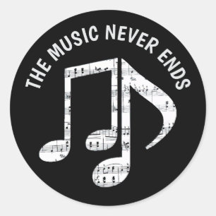 Rond Sticker Black Music Notes