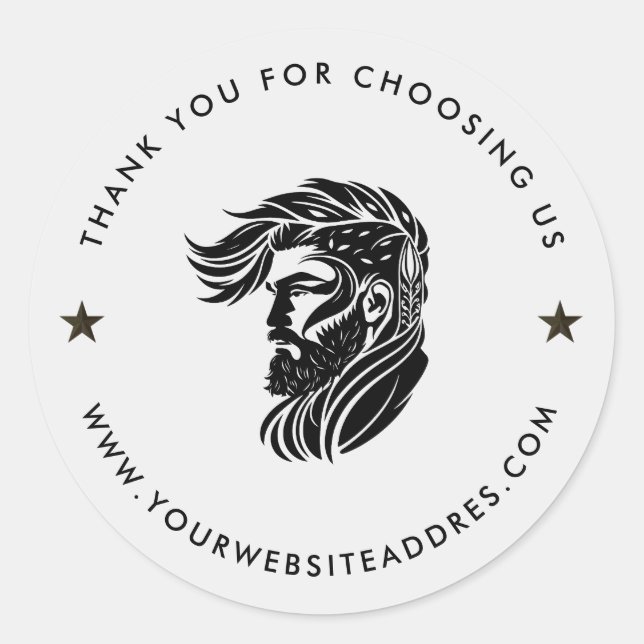 Rond Sticker blanc Blac Personnalisé Typographie Classi (Devant)