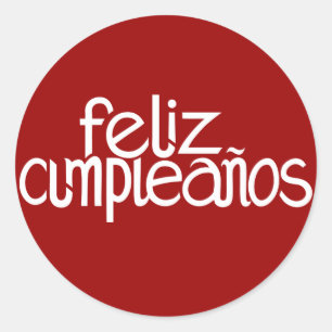 Rond Sticker blanc de Feliz Cumpleaños