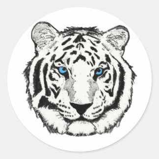 Rond Sticker blanc en tigre