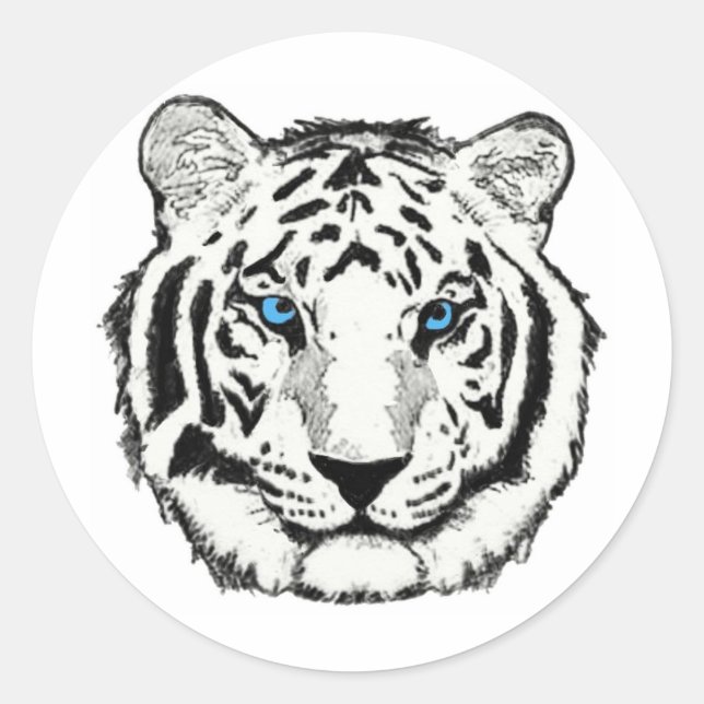 Rond Sticker blanc en tigre (Devant)