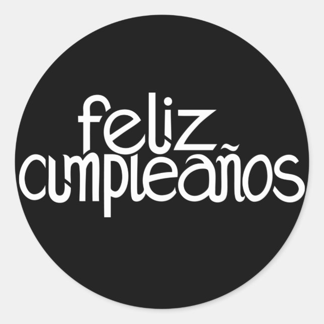 Rond Sticker blanc Feliz Cumpleaños (Devant)