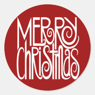 Rond Sticker blanc Joyeux Noël