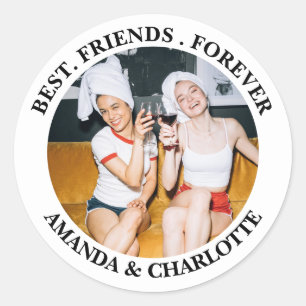 Rond Sticker blanc & noir Meilleur Amis pour toujours