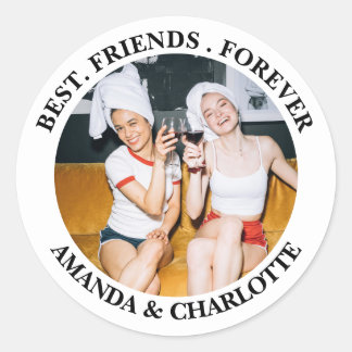 Rond Sticker blanc & noir Meilleur Amis pour toujours