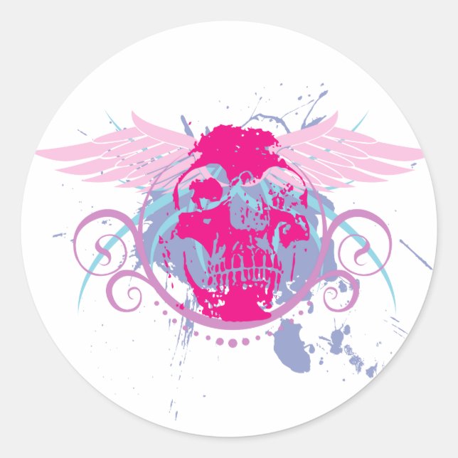 Rond Sticker blanc Rock=Life 'Miss Trendskull' (Devant)