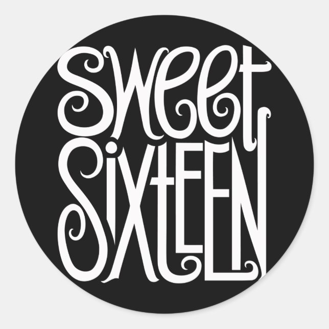 Rond Sticker blanc sweet sixteen (Devant)