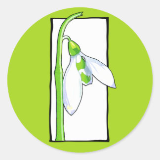 Rond Sticker blanc vert neige