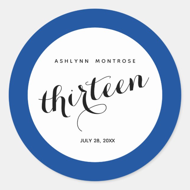 Rond Sticker bleu 13ème Anniversaire Classic Round (Devant)