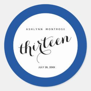 Rond Sticker bleu 13ème Anniversaire Classic Round