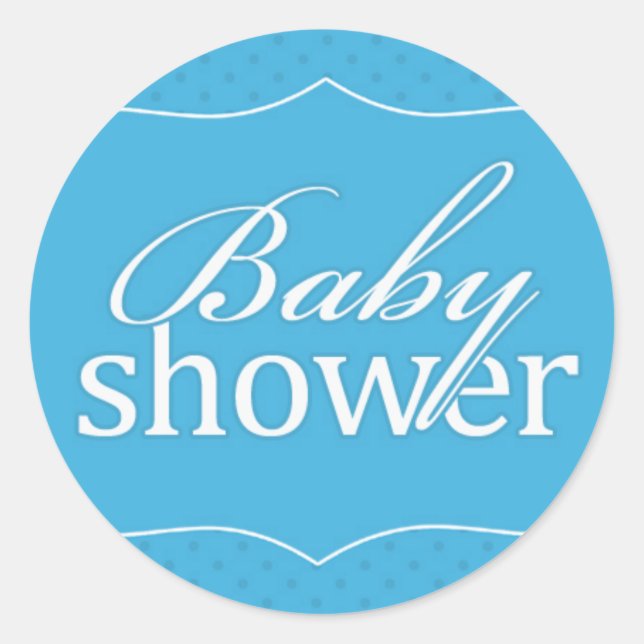 Rond Sticker bleu baby shower (Devant)