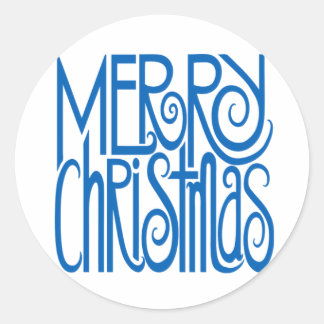 Rond Sticker bleu Joyeux Noël
