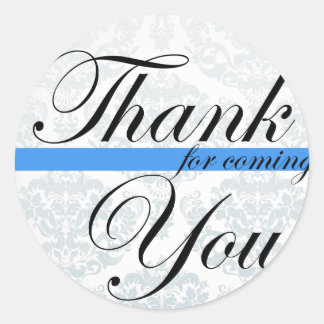 Rond Sticker bleu "Merci pour venir"