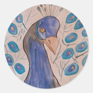 Rond Sticker bleu Peacock