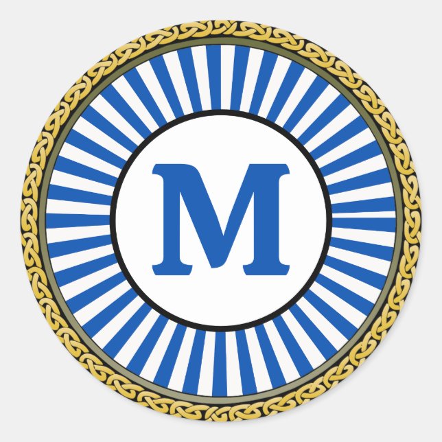 Rond Sticker - Bleu - Personnalisé - Ajouter Initial (Devant)