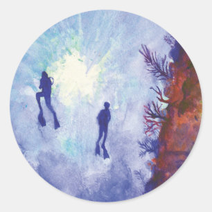 Rond Sticker bleu Romance