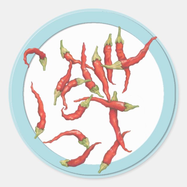 Rond Sticker bleu rouge Hot Chillies (Devant)