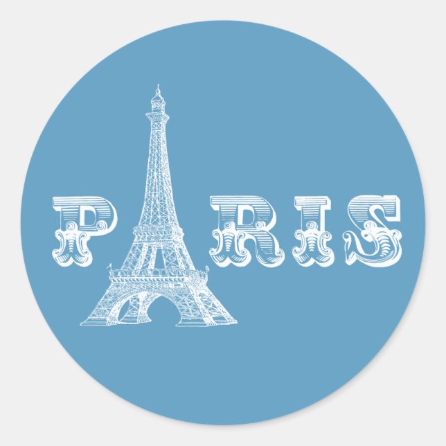 Rond Sticker bleu Tour Eiffel (Devant)