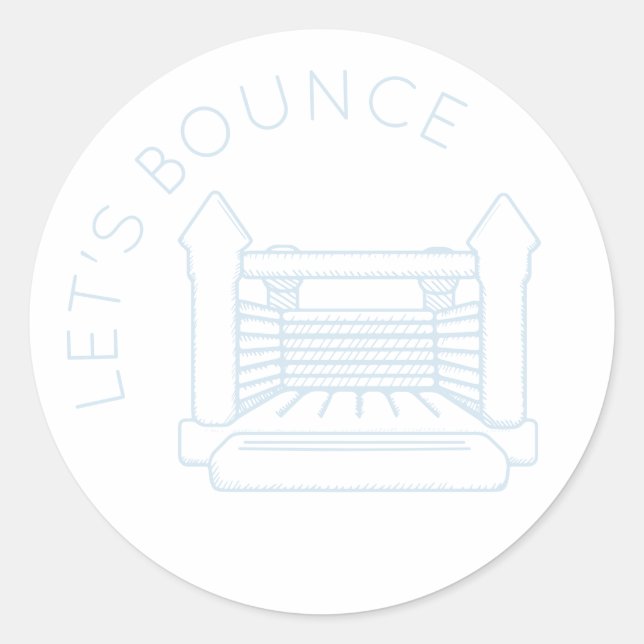 Rond Sticker Blue Bounce House "Let's Bounce" (Devant)