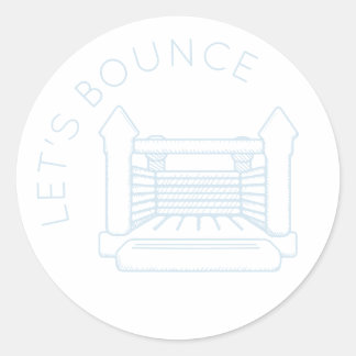 Rond Sticker Blue Bounce House "Let's Bounce"