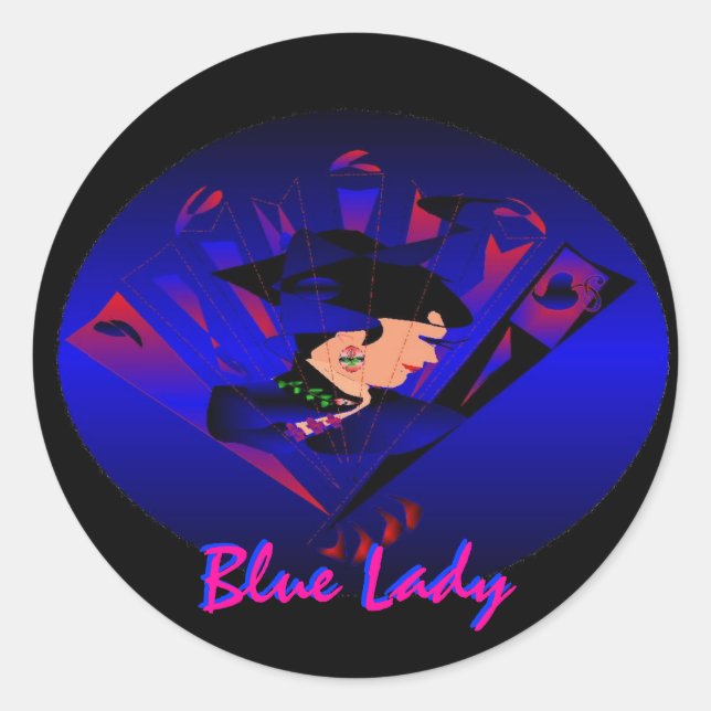 Rond Sticker "Blue Lady" - Personnalisable (Devant)